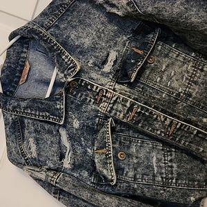 Highway Jeans Distressed Oversized Cropped Denim Jacket